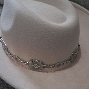 Neutral Cream Felt Cowboy Hat with Silver Concho Band
